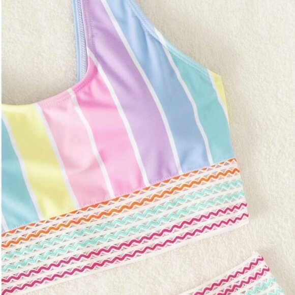 multicolor striped contrast trim bikini - Picture 6 of 6